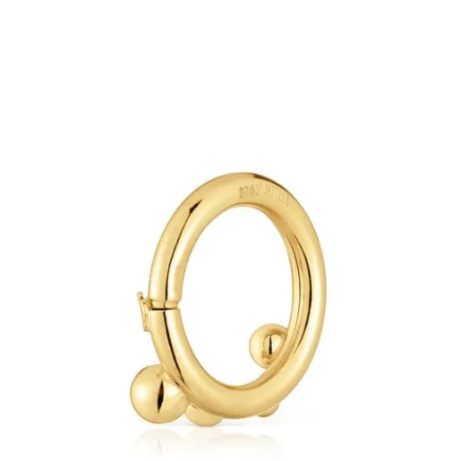 Anilla mediana con baño de oro 18 kt sobre plata y detalles Hold^TOUS Best