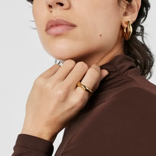 Anillo abierto con baño de oro 18 kt sobre plata Tabit^TOUS Outlet