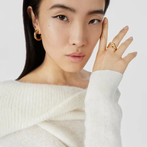 Anillo abierto con baño de oro 18 kt sobre plata Bent^TOUS