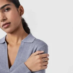 Anillo abierto de plata con motivos de zafiros y amatistas New Motif^TOUS