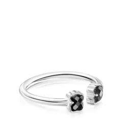 Anillo abierto de plata con ónix Mini Onix^TOUS Hot