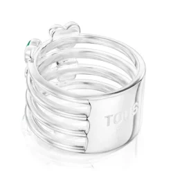 Anillo ancho de plata y gemas motivos Bold Motif^TOUS Hot