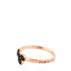 Anillo con baño de oro rosa 18 kt sobre plata y espinelas motivo oso Motif^TOUS Clearance