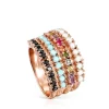 Anillo con baño de oro rosa 18 kt sobre plata y gemas multicolor Straight^TOUS Discount