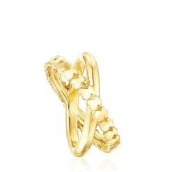 Anillo cruz con baño de oro 18 kt sobre plata Straight^TOUS Outlet