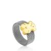 Anillo de acero y oro motivo oso mediano Mesh^TOUS Best