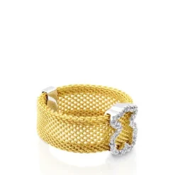 Anillo de oro blanco con diamantes motivo oso mediano Icon Mesh^TOUS Clearance
