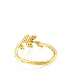 Anillo de oro con diamantes motivo hojas Gem Power^TOUS Clearance