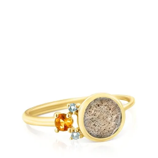 Anillo de oro con labradorita, zafiro y topacio Virtual Garden^TOUS Hot