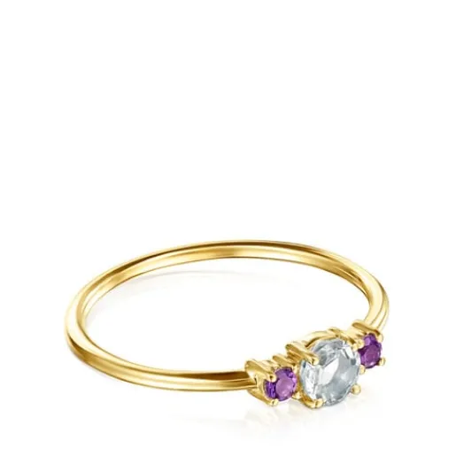 Anillo de con prasiolita facetada y amatista Mini Ivette^TOUS