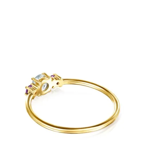 Anillo de con prasiolita facetada y amatista Mini Ivette^TOUS