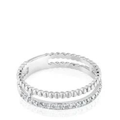 Anillo doble mediano de oro blanco y diamantes Les Classiques^TOUS Discount