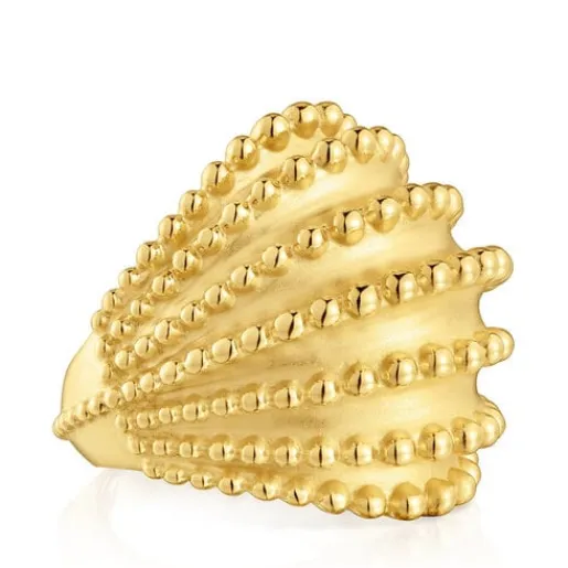 Anillo grande con baño de oro de 18 kt sobre plata Grain^TOUS Discount