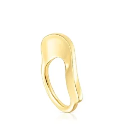 Anillo grande con baño de oro 18 kt sobre plata Gregal^TOUS Discount
