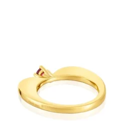 Anillo grande corazón con baño de oro 18 kt sobre plata y rodolita My Other Half^TOUS Online