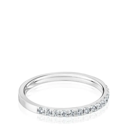 Anillo media alianza mediana de oro blanco con diamantes Les Classiques^TOUS Hot
