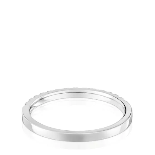 Anillo media alianza mediana de oro blanco con diamantes Les Classiques^TOUS Hot