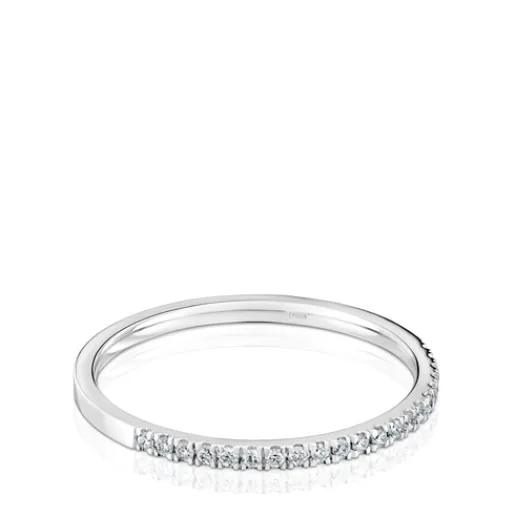 Anillo media alianza pequeña de oro blanco con diamantes Les Classiques^TOUS