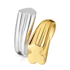 Anillo mediano bicolor con motivos oso y corazón 1950^TOUS Discount