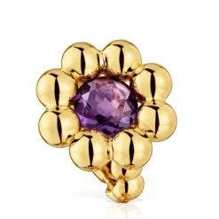 Anillo mediano flor con baño de oro 18 kt sobre plata y amatista Sugar Party^TOUS New