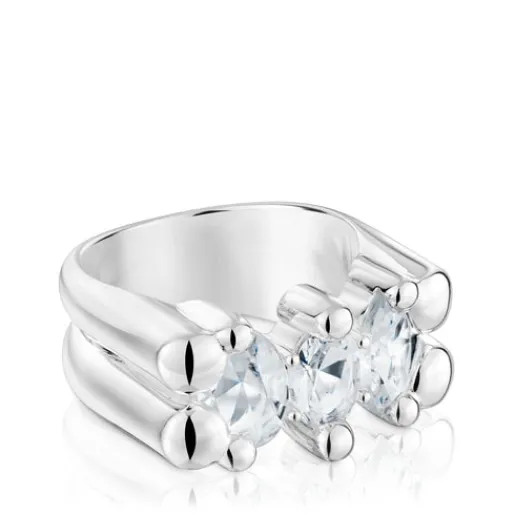 Anillo mediano motivo oso de y cuarzo cristal de roca Color Bear^TOUS Online