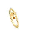 Anillo pequeño con baño de oro de 18 kt sobre plata y granate naranja Grain^TOUS Hot