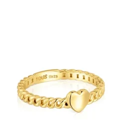 Anillo pequeño corazón con baño de oro 18 kt sobre plata Bold Motif^TOUS Outlet