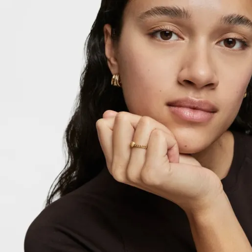 Anillo pequeño corazón con baño de oro 18 kt sobre plata Bold Motif^TOUS Outlet