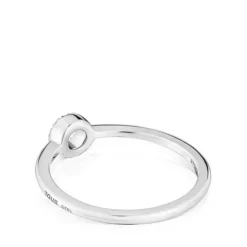 Anillo pequeño círculo de oro blanco con diamantes Grain^TOUS Discount