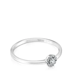 Anillo pequeño de oro blanco y diamantes Les Classiques^TOUS