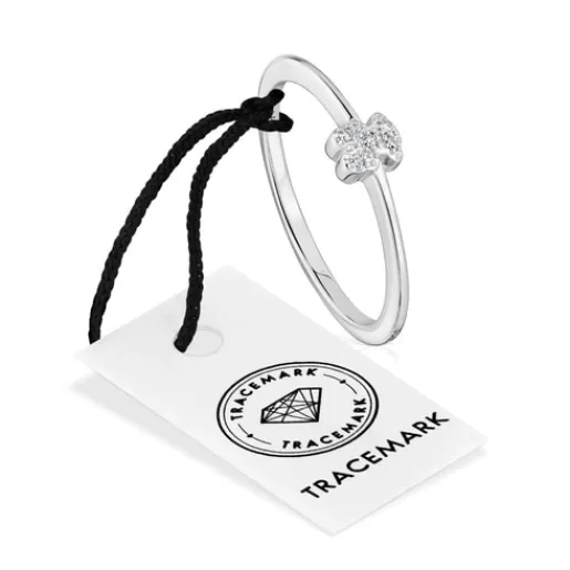 Anillo pequeño oso de oro blanco con diamantes Grain^TOUS Clearance