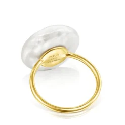 Anillo pétalo con baño de oro 18 kt sobre plata y perla Nenufar^TOUS Sale