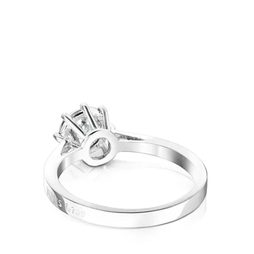 Anillo rosetón grande de oro blanco y diamantes 0.20ct Les Classiques^TOUS Clearance