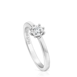 Anillo rosetón pequeño de oro blanco y diamantes 0.10ct Les Classiques^TOUS Best