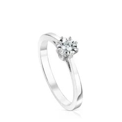 Anillo rosetón pequeño de oro blanco y diamantes 0.10ct Les Classiques^TOUS Sale