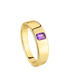 Anillo sello con baño de oro 18 kt sobre plata y amatista Basic Colors^TOUS Clearance