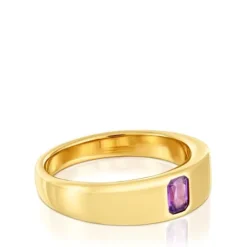 Anillo sello con baño de oro 18 kt sobre plata y amatista Basic Colors^TOUS Clearance