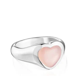 Anillo sello corazón de y calcedonia rosa Bold Motif^TOUS Outlet
