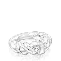 Anillo trenzado de plata motivo oso Twisted^TOUS Discount