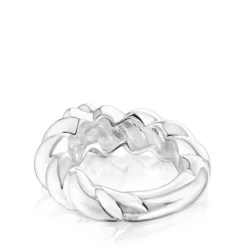 Anillo trenzado de plata motivo oso Twisted^TOUS Discount