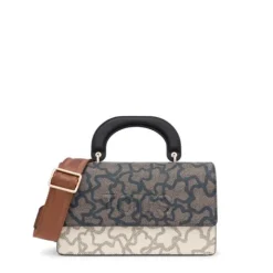 Bandolera mediana solapa beige y negra Kaos Icon^TOUS Best