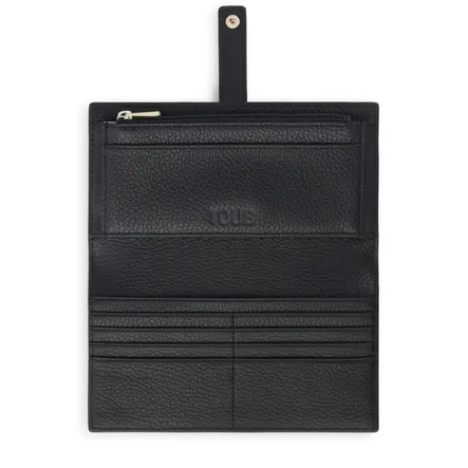 Billetera grande Flap de piel negra Miranda^TOUS New