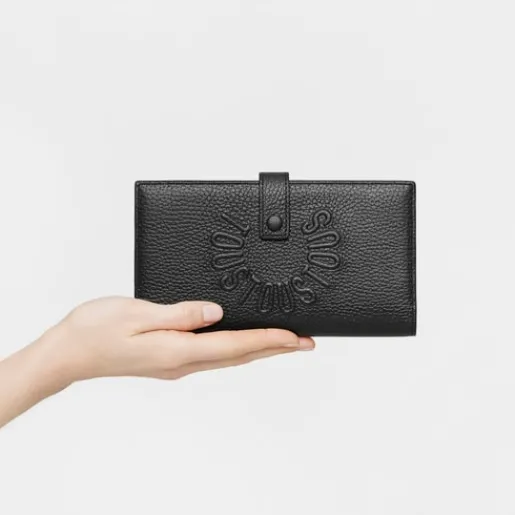 Billetera grande Flap de piel negra Miranda^TOUS New