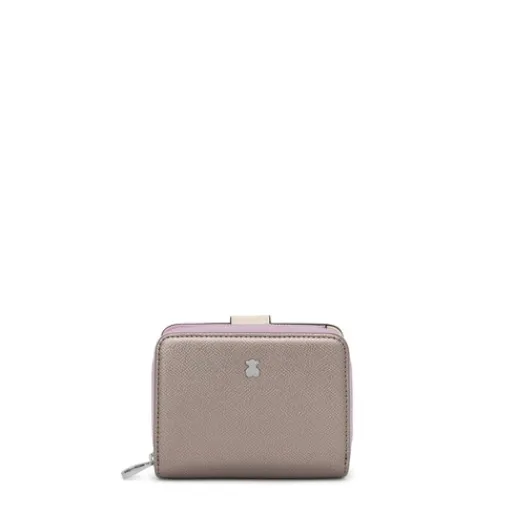 Billetera pequeña plateada New Dubai Saffiano^TOUS Online