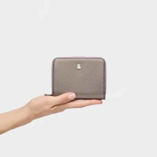 Billetera pequeña plateada New Dubai Saffiano^TOUS Online