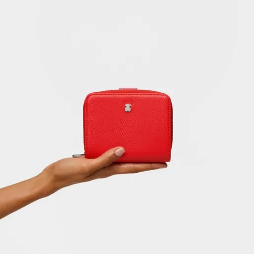 Billetera pequeña roja New Dubai Saffiano^TOUS