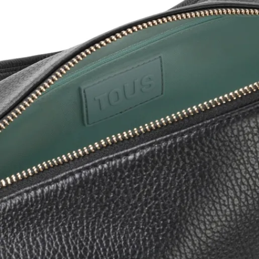 Bolso Duffle mediano de piel negra Miranda^TOUS Clearance