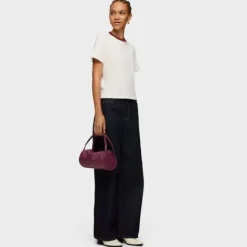 Bolso Duffle pequeño de piel burdeos Miranda^TOUS Best