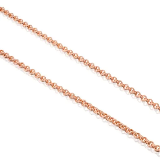 Cadena mediana con baño de oro rosa de 18 kt sobre plata, 50 cm Hand^TOUS