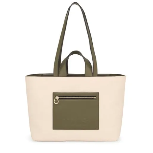 Capazo mediano beige y caqui Nanda^TOUS Outlet